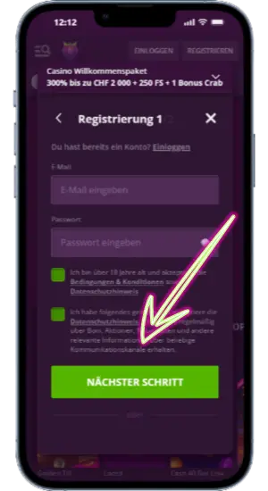 Anmeldeformular für Wetten auf der offiziellen Website Malina Casino