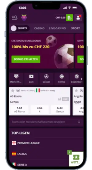 Offizielle Sportseite im Malina Casino
