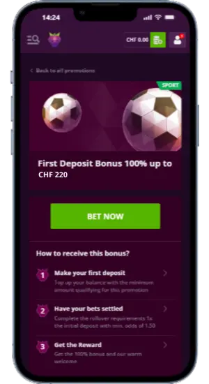 Description of the sports bonus at Malina Casino