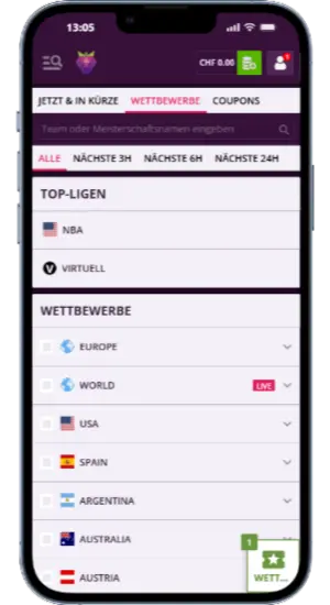 Top-Ligen auf der offiziellen Website von Malina Casino