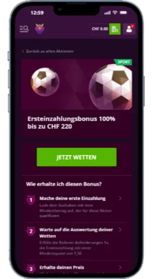 Beschreibung des Sportbonus im Malina Casino
